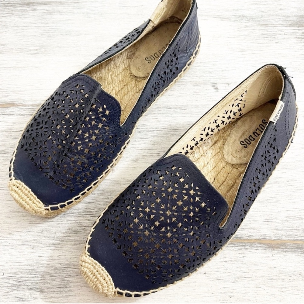 Soludos Navy Blue Perforated Espadrilles Flats size 8